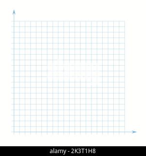 Grid paper. Mathematical graph. Cartesian coordinate system with x-axis, y-axis. Squared background with color lines. Geometric pattern for school Stock Vector