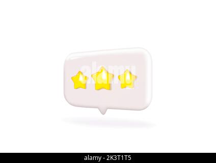 3d review rating stars for best excellent services rating for satisfaction. Stock Vector
