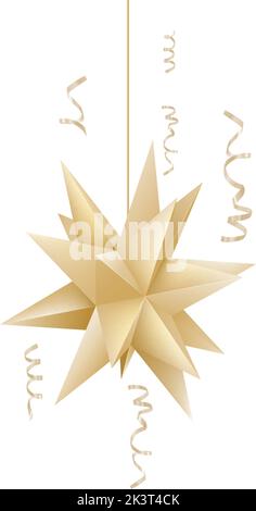 Christmas Tree Gold Star Bauble Ornament Stock Vector