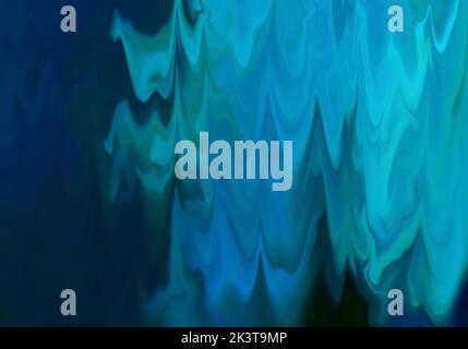 Abstract turquoise and dark blue liquid marble wavy texture background or wallpaper. Stock Photo