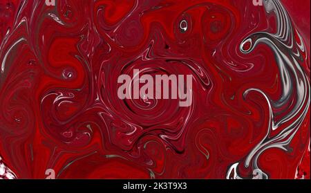 Abstract burgundy, red and silver color liquid marble swirl texture background or wallpaper. Stock Photo
