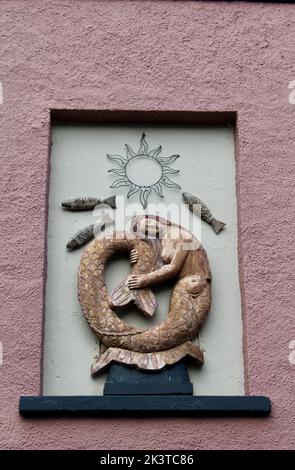 Axbridge, Somerset, England - Street Scene - Mermaid House Stock Photo