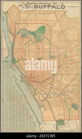 The Matthews-Northrup Co.'s new map of the city of Buffalo New map of the city of Buffalo Cartographic. Maps. 1895. Lionel Pincus and Princess Firyal Map Division. Street-railroads , New York (State) , Buffalo (N.Y.), Buffalo (N.Y.), Buffalo (N.Y.) , Administrative and political divisions, New York (State) , Buffalo (N.Y.) Stock Photo