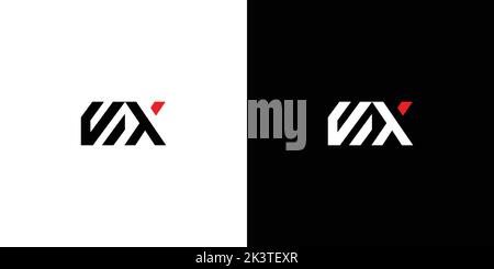 Creative black letter VX v x logo with leading lines and road concept ...