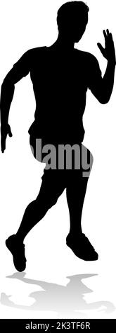 Silhouette Runner Man Sprinter or Jogger Person Stock Vector