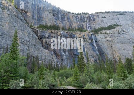 The Weeping Wall along the Icefields Parkway in Alberta Canada Stock Photo