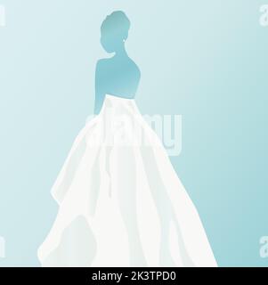 Vector silhouette of young woman in elegant wedding dress Stock Photo