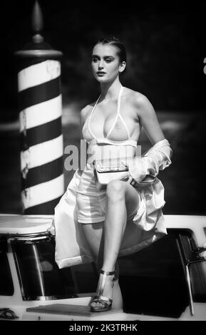 Venice, Italy. 07th Sep, 2022. Selection of black and white shots from the 79th Venice Film Festival Valentina Corvino Credit: Independent Photo Agency/Alamy Live News Stock Photo