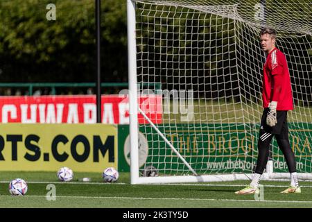 PONTYCLUN, WALES - 20 SEPTEMBER 2022: Wales' goalkeeper Wayne Hennessey during a training session at the vale resort ahead of the league A 2022 Nation Stock Photo