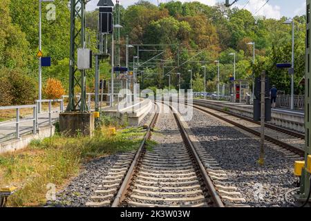 Bad Wimpfen station in Bad Wimpfen, a historic spa town in the district of Heilbronn in the Baden-Wuerttemberg region of southern Germany Stock Photo