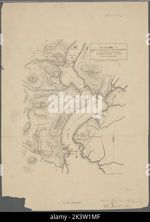 Plan of the attack on forts Clinton & Montgomery by the British forces under Sir Henry Clinton, Octr. 1777 Cartographic. Maps. 1855. Lionel Pincus and Princess Firyal Map Division. Fort Montgomery (New York, N.Y.) , History, New York (N.Y.) , History , Revolution, 1775-1783, Hudson River Estuary (N.Y. and N.J.), Fort Clinton (N.Y.), Fort Montgomery (N.Y.) Stock Photo