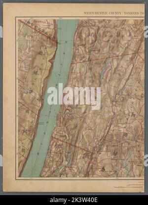 Double Page Plate No. 9: Westchester County - Yonkers to Dobbs Ferry - East to State Line Cartographic. Atlases, Maps, Maps, Topographic maps. 1891. Lionel Pincus and Princess Firyal Map Division. New York (N.Y.), New York Metropolitan Area Stock Photo