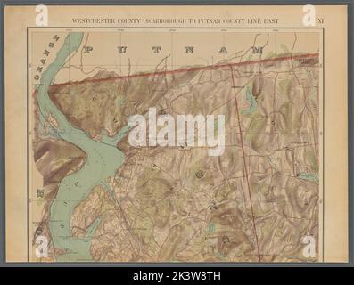 Double Page Plate No. 11: Westchester County - Scarborough to Putnam County Line-East Cartographic. Atlases, Maps, Maps, Topographic maps. 1891. Lionel Pincus and Princess Firyal Map Division. New York (N.Y.), New York Metropolitan Area Stock Photo