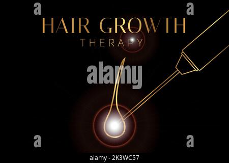Hair Growth Therapy Black and Gold Elegant Illustration Stock Vector
