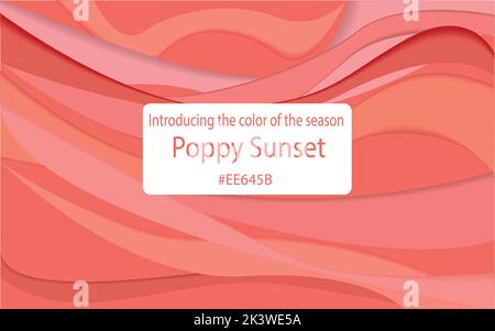 Vector abstract coral and orange background made of lines running horizontally and diagonal. Summer, happy, cheerful, bright. Copy space. Color Poppy Stock Vector