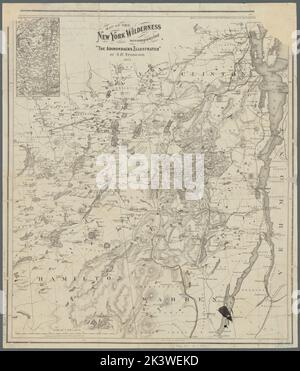 Map of the New York wilderness accompanying 'The Adirondacks Illustrated' by S.R. Stoddard, 1874 Stoddard, Seneca Ray, 1844-1917. Cartographic. Maps. 1874. Lionel Pincus and Princess Firyal Map Division. Adirondack Mountains (N.Y.), Adirondack Mountains Region (N.Y.), New York (State) , Administrative and political divisions, New York (State) Stock Photo