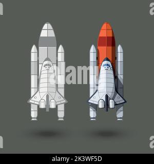 space shuttles two various styles on gray Stock Vector