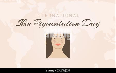 International Skin Pigmentation Day Background Design with Woman Face Illustration Stock Vector