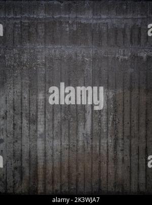 Front view of messy and dirty dark gray concrete wall. High resolution full frame textured background. Copy space. Stock Photo