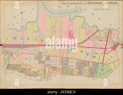 Hudson County, V. 2, Double Page Plate No. 18 Map bounded by Hackensack River, Hudson Blvd. Cartographic. Atlases, Maps. 1908 - 1909. Lionel Pincus and Princess Firyal Map Division. Jersey City (N.J.), Hudson County (N.J.) Stock Photo