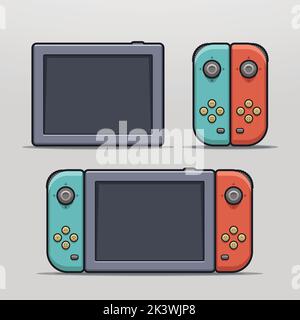 colorful game console in set on white Stock Vector