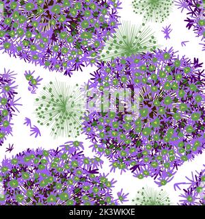 Seamless pattern purple onion flowers. Vector illustration Stock Vector