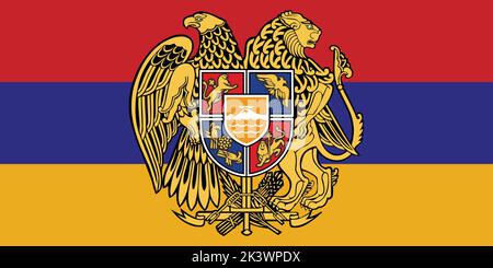 Flag of Armenia. Coat of arms, Armenian national symbol in official colors. Template icon. Abstract vector background Stock Vector