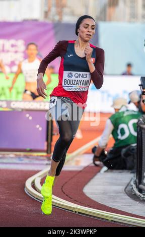 Marwa Bouzayani of Tunisia competing in the women’s 3000m steeplechase
