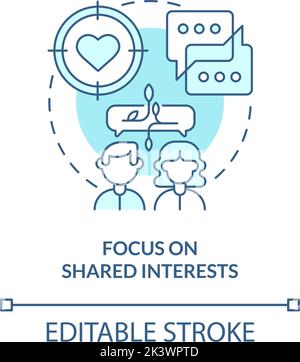 Focus on common interests blue concept icon Stock Vector