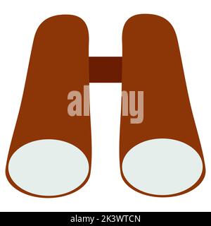 Vector binocular in hand drawn flat cartoon style. camping equipment Stock Vector