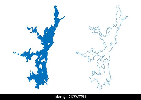 Lake Imandra (Russia, Russian Federation, Murmansk Oblast, Niva River) map vector illustration, scribble sketch Imandra map Stock Vector