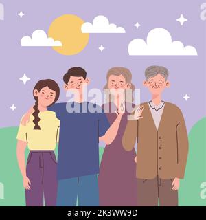 four korean family members in landscape Stock Vector Image & Art - Alamy