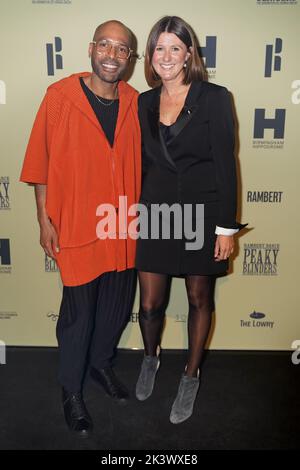 Benoit Swan Pouffer (left), Artistic Director of Rambert, and Helen Shute, Chief Executive and Executive Producer of Rambert, attending the opening night of Rambert's Peaky Blinders: The Redemption of Thomas Shelby, at the Birmingham Hippodrome. Picture date: Tuesday September 27, 2022. Stock Photo