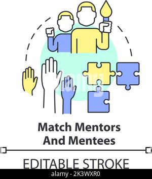 Match mentors and mentees concept icon Stock Vector