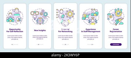 Benefits for mentors onboarding mobile app screen Stock Vector