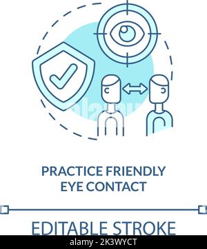 Practice friendly eye contact blue concept icon Stock Vector