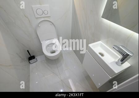 Small toilet bathroom interior Stock Photo