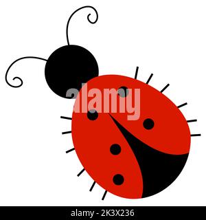 Vector ladybug in cartoon hand drawn flat style. Insects Stock Vector