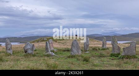 Callanish III Stone Circle, Wide Screen, Lewis, Isle of Lewis, Hebrides, Outer Hebrides, Western Isles, Scotland, United Kingdom, Great Britain Stock Photo