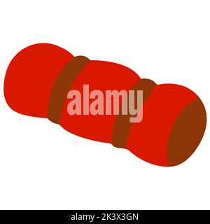 Vector sleeping bag in cartoon hand drawn flat style. Bed roll isolated. camping equipment Stock Vector