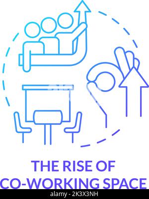 Rise of coworking space blue gradient concept icon Stock Vector