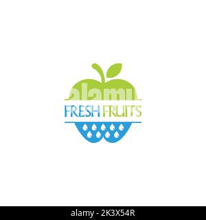 green apple fruit fresh water colorful logo vector Stock Vector