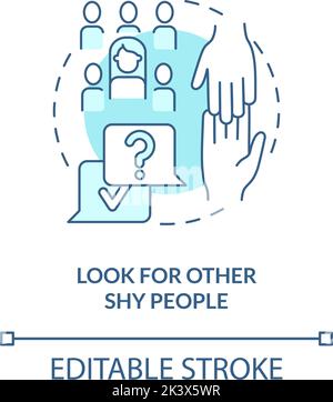 Look for other shy people blue concept icon Stock Vector