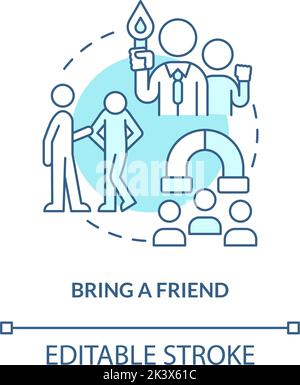 Bring a friend blue concept icon Stock Vector