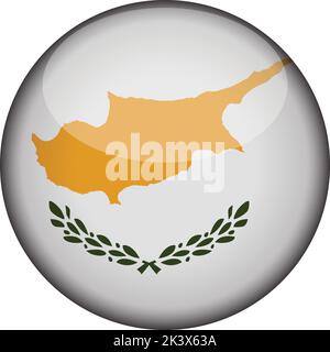 cyprus Flag in glossy round button of icon. cyprus emblem isolated on white background. National concept sign. Independence Day. Vector illustration. Stock Vector