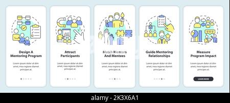 Successful mentoring process onboarding mobile app screen Stock Vector