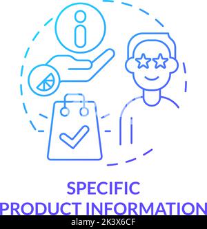 Specific product information blue gradient concept icon Stock Vector