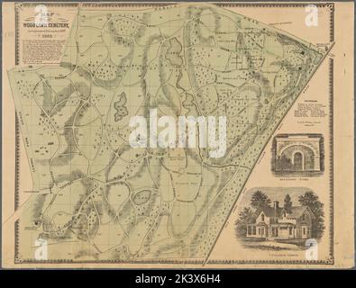 Map of the Woodlawn Cemetery Cartographic. Maps. 1870. Lionel Pincus and Princess Firyal Map Division. Bronx (New York, N.Y.), Woodlawn Cemetery (New York, N.Y.) Stock Photo