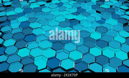 hexagon pattern, Futuristic surface concept with hexagons. Abstract Honeycomb, hexagonal grid, ultramarine sky blue, Technologic electricity backdrop, Stock Photo