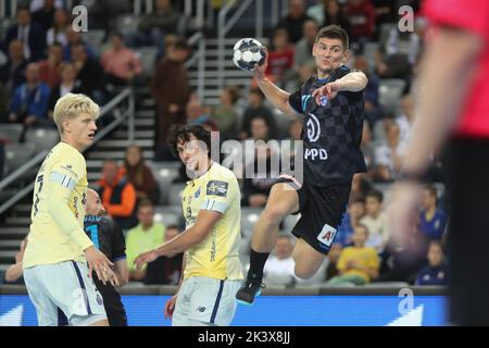 Zagreb, Croatia. 28th Sep, 2022. Aleks Kavcic of PPD Zagreb during the handball match between PPD Zagreb and FC Porto as a part of the third round of Machineseeker EHF Champions League in Zagreb, Croatia on september 28, 2022. Photo: Slavko Midzor/PIXSELL Credit: Pixsell photo & video agency/Alamy Live News Stock Photo